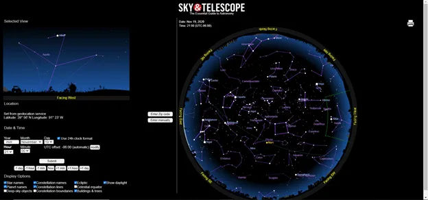 Sky Interactive Star Chart